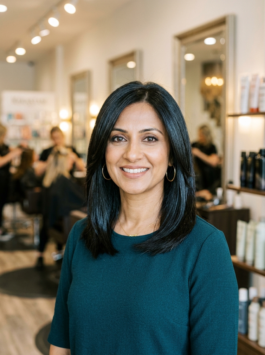 Sleek Straight Shag Lob with Face-Framing Layers