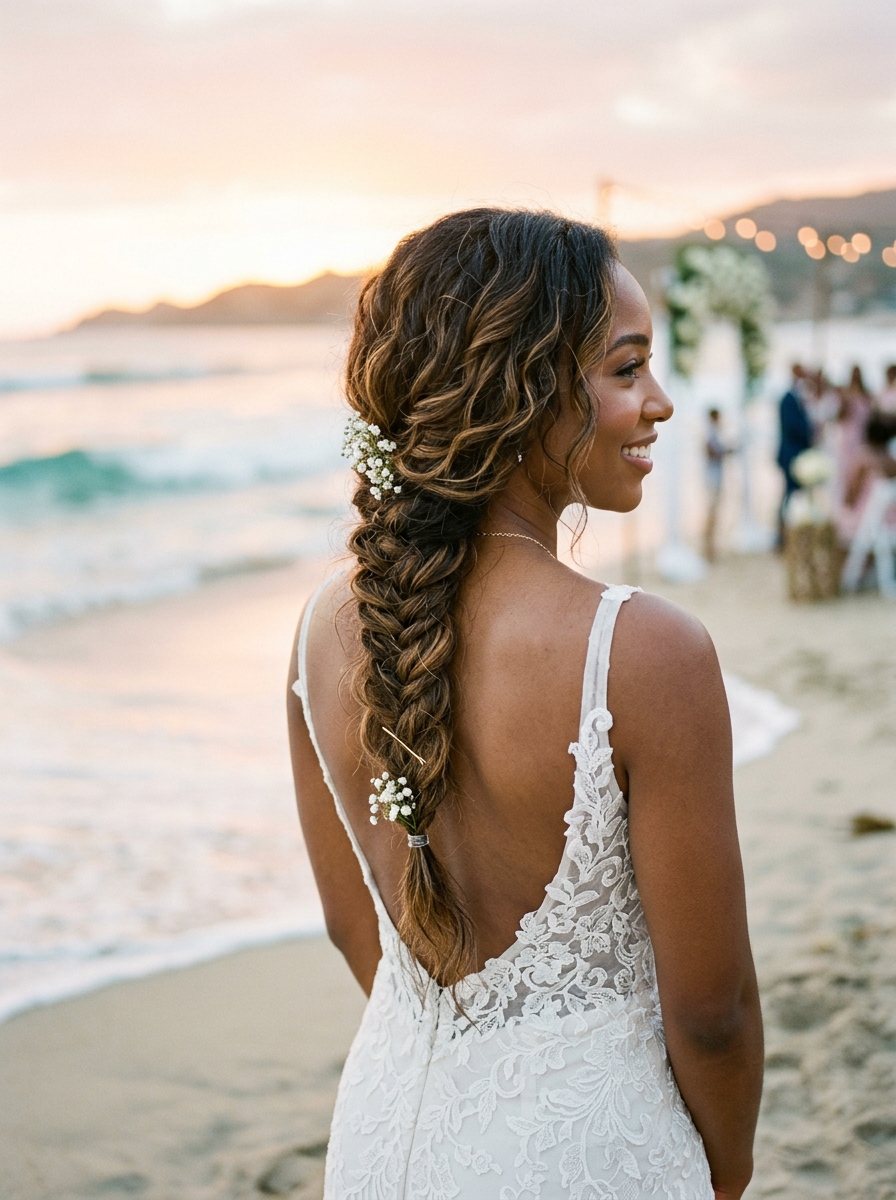 Loose Fishtail Braid Down the Back