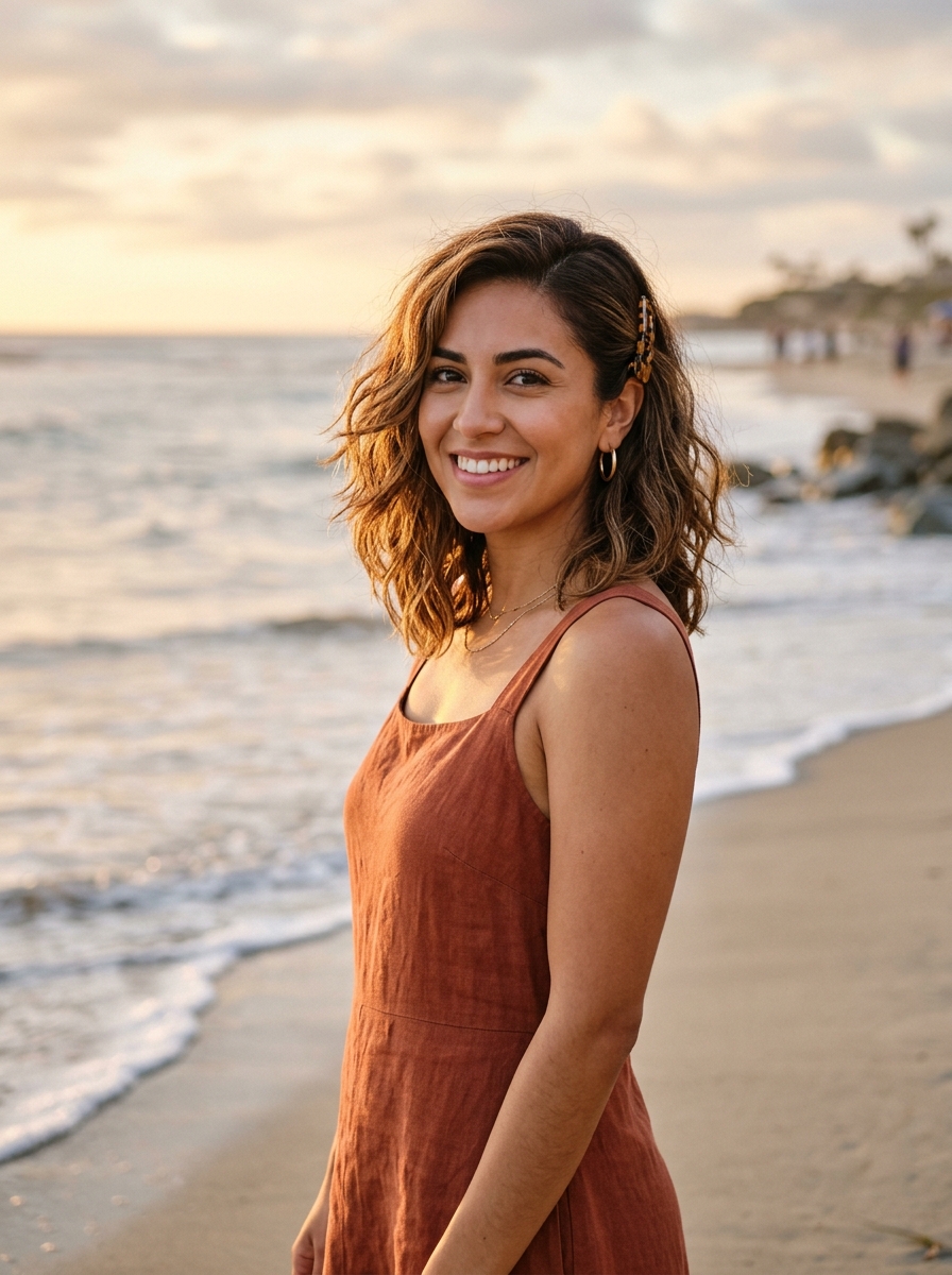 One-Side Pinned Waves with Hair Clip