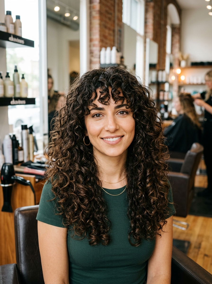 Curly Shag with Natural Fringe