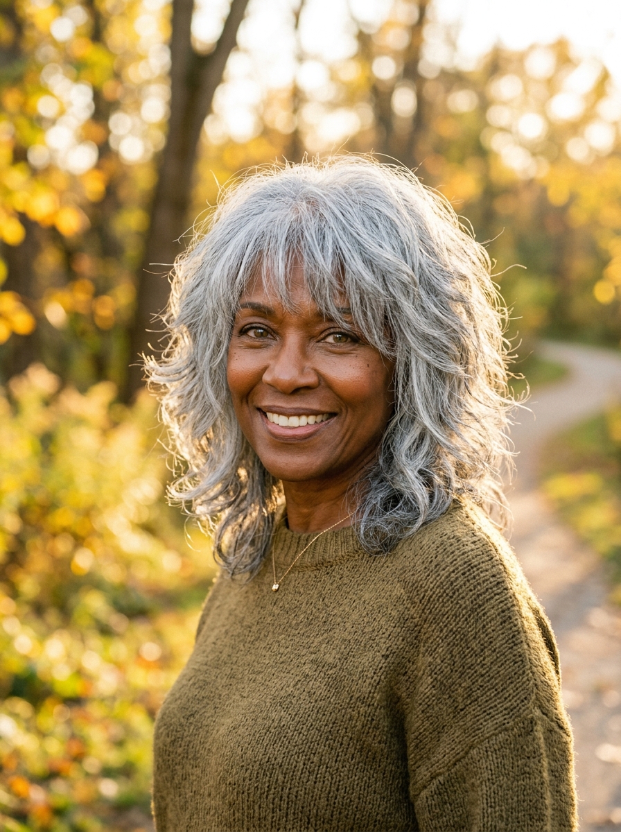 Silver Shag with Soft Bangs