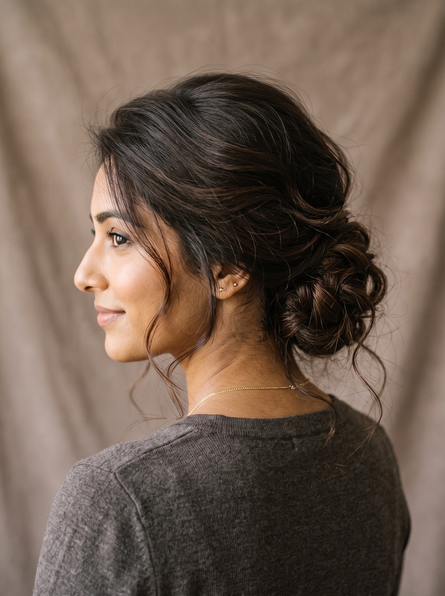 Loosened-Crown Low Chignon