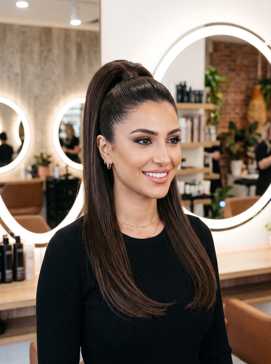 Teased High Ponytail