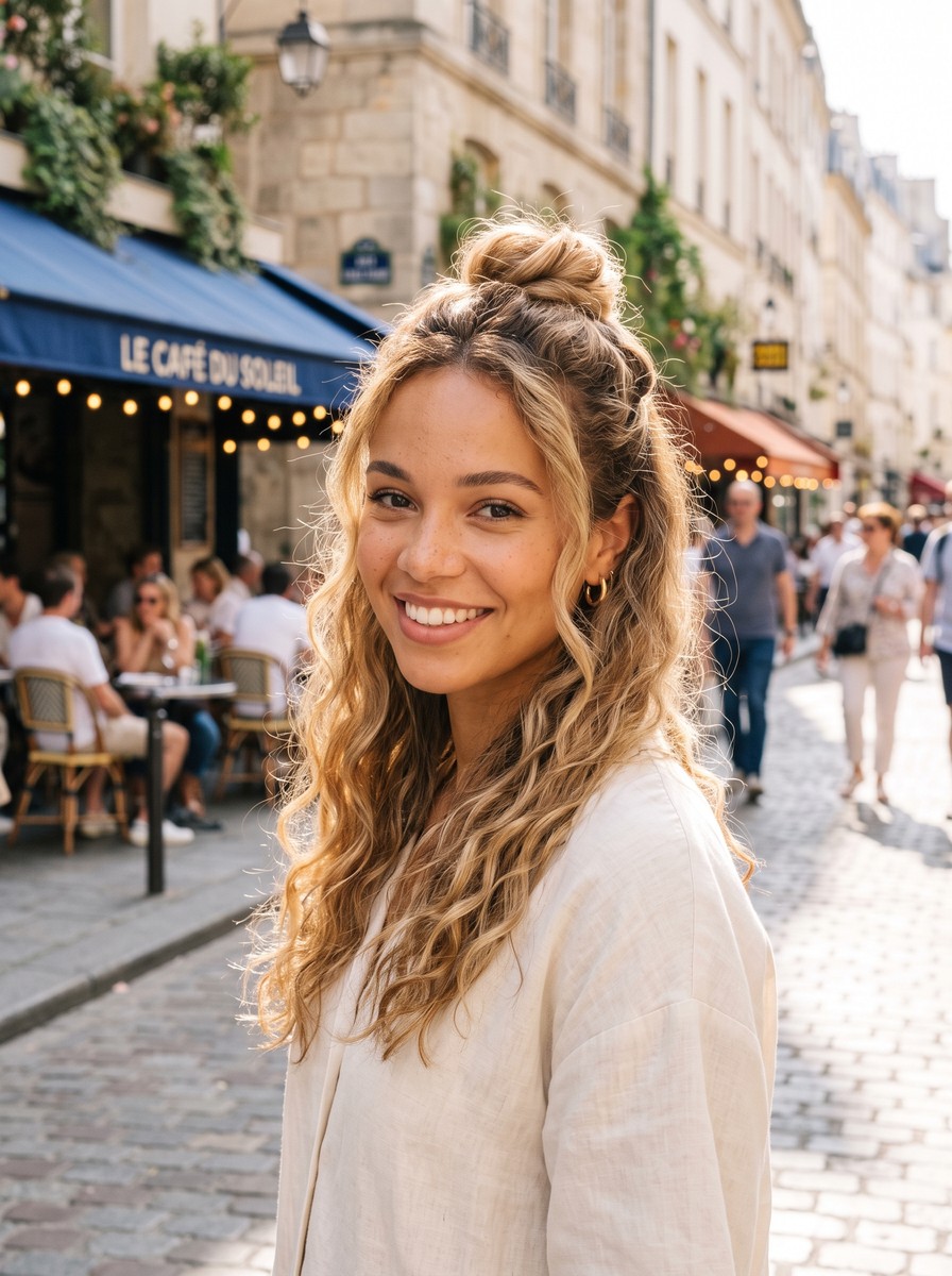 Half-Up Crown Mini Bun