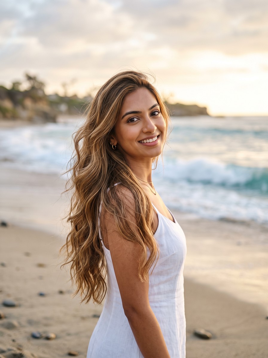 Honey Balayage Waterfall Waves