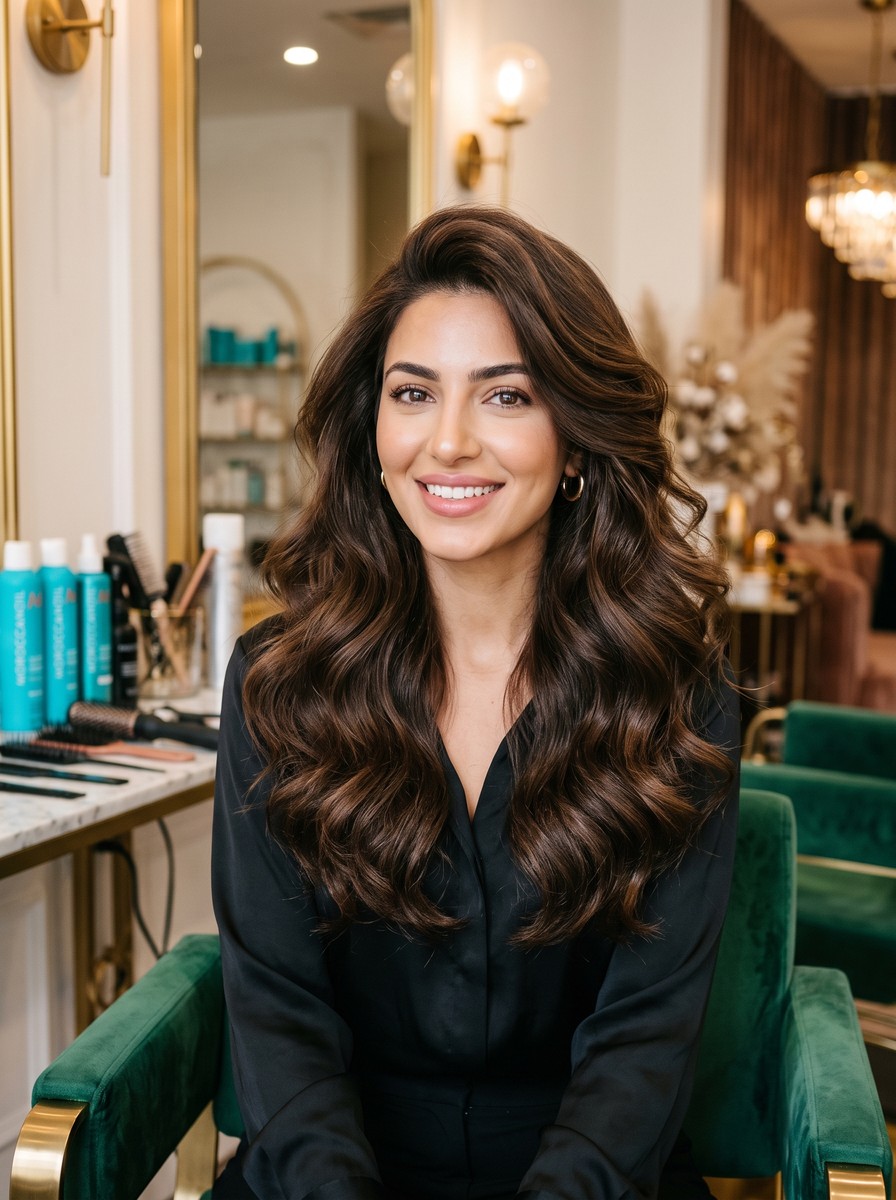 Round-Brush Blowout Waterfall Waves