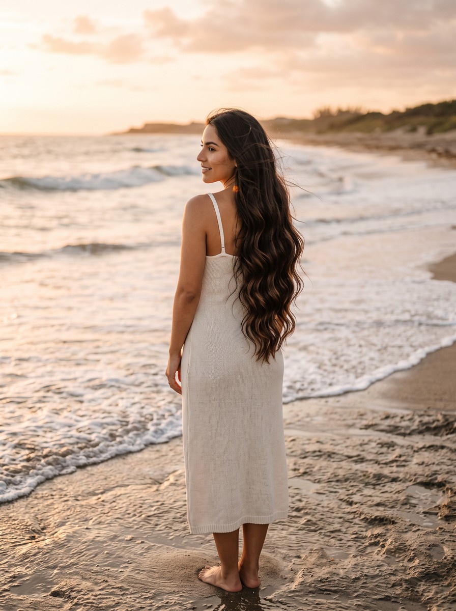 Waist-Length Waterfall Waves