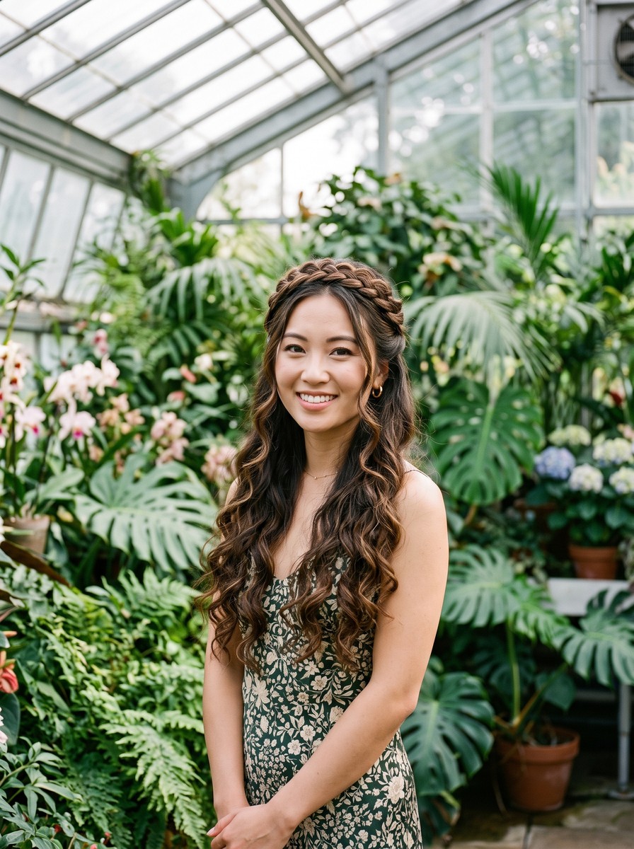 Half-Up Crown Twist with Loose Curls