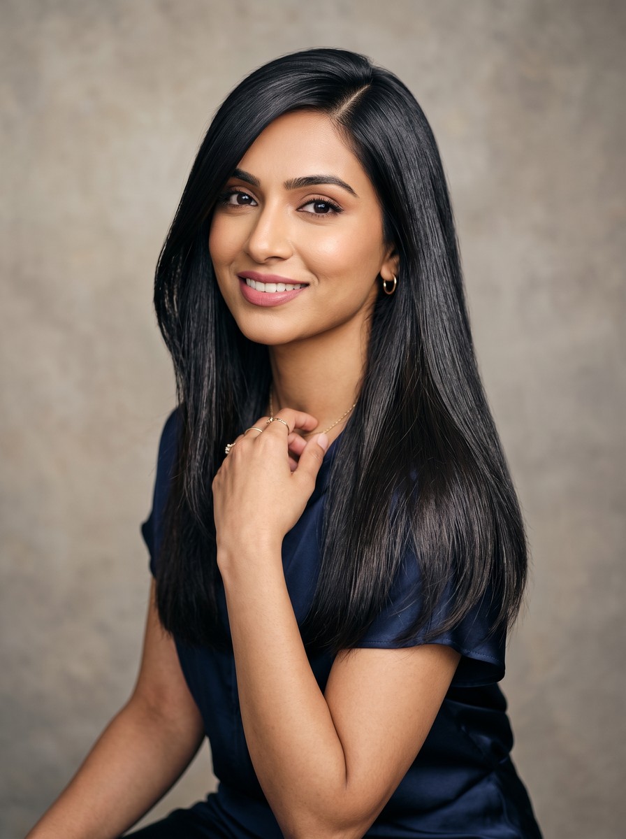 Sleek Straight Blowout with Glossy Finish