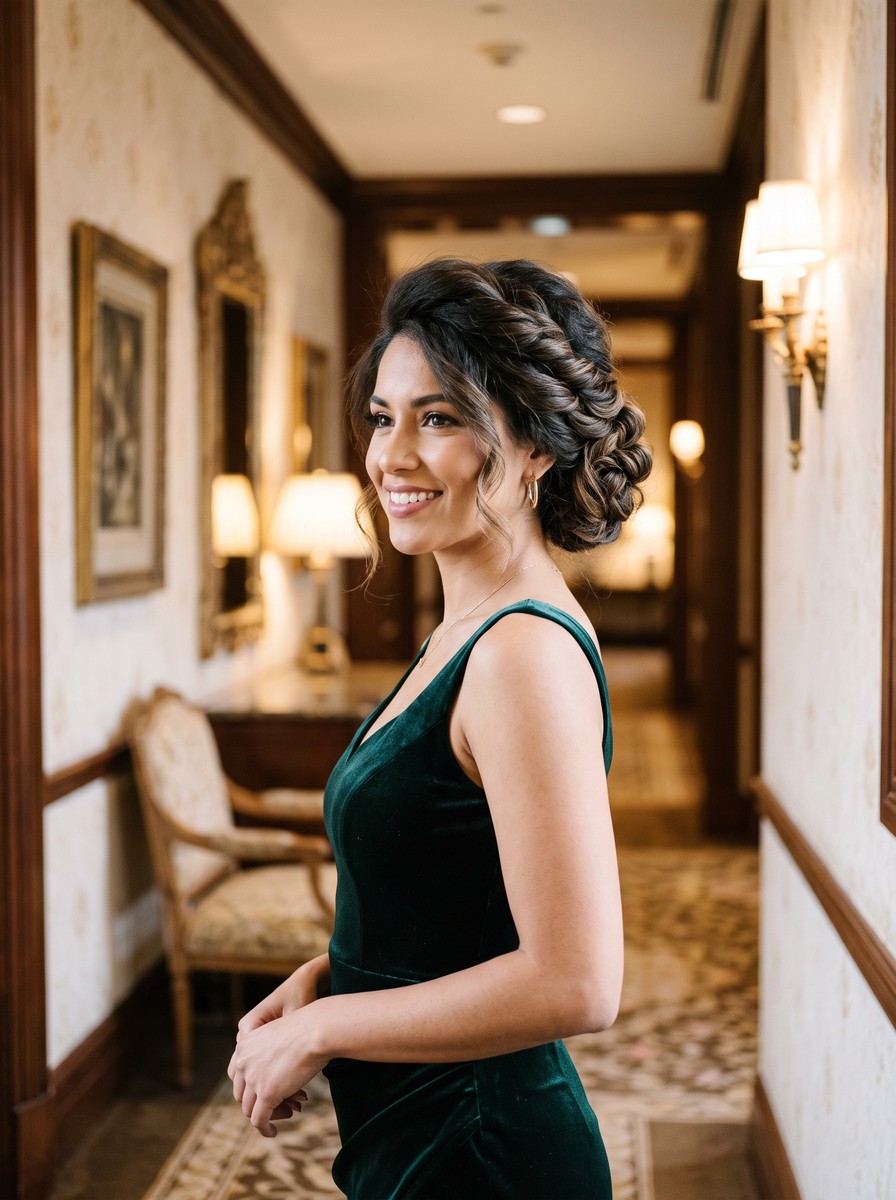 Twisted Side Updo with Crown Volume