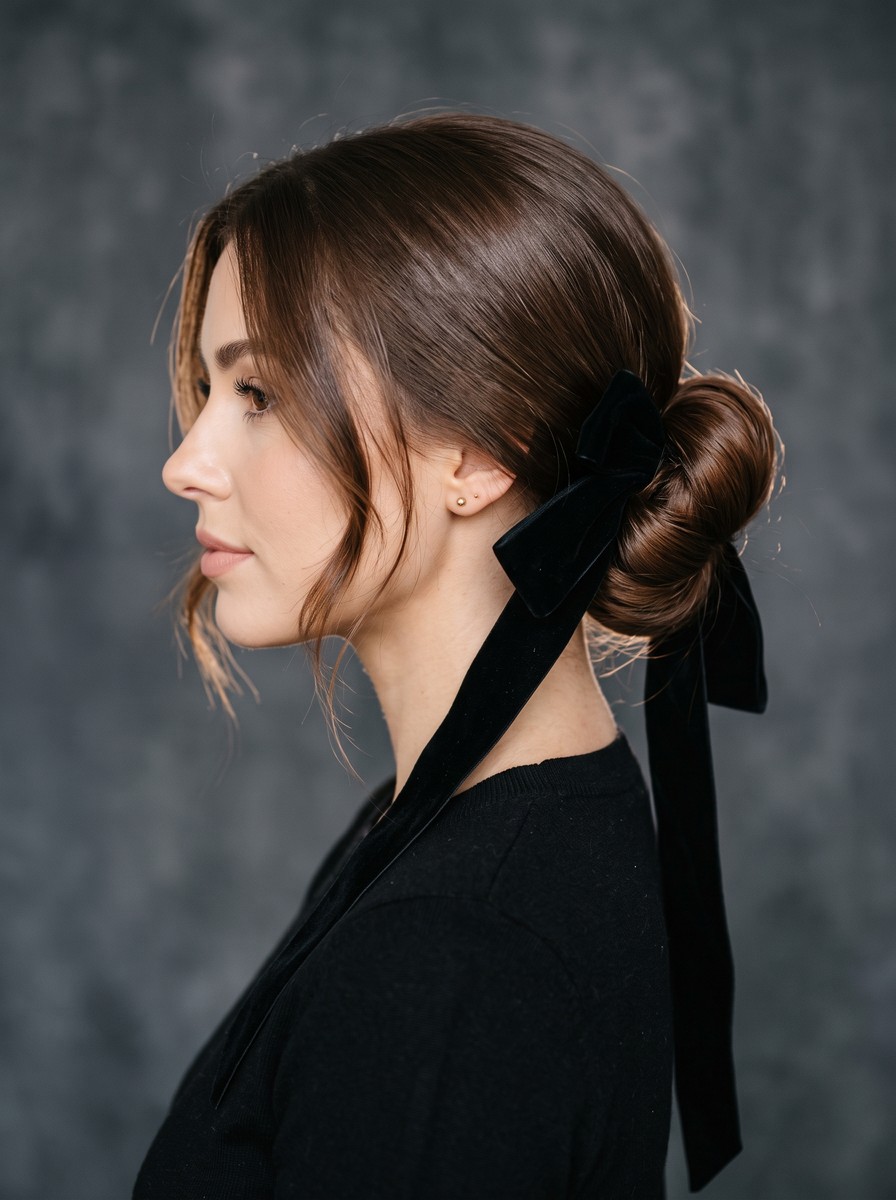 Velvet Bow Low Chignon