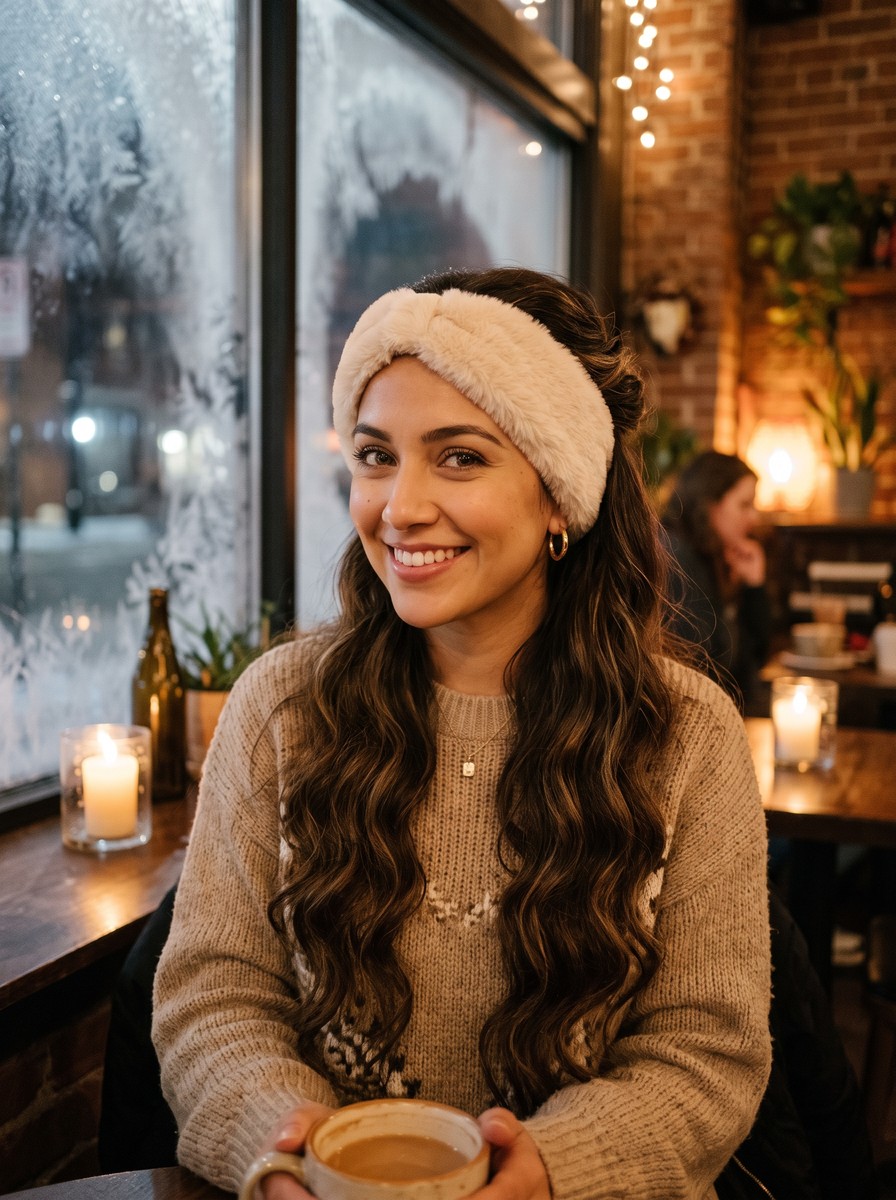Faux-Fur Headband Half-Up
