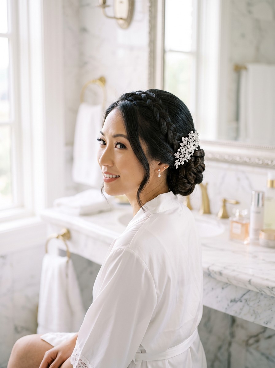 Crystal Comb Braided Chignon