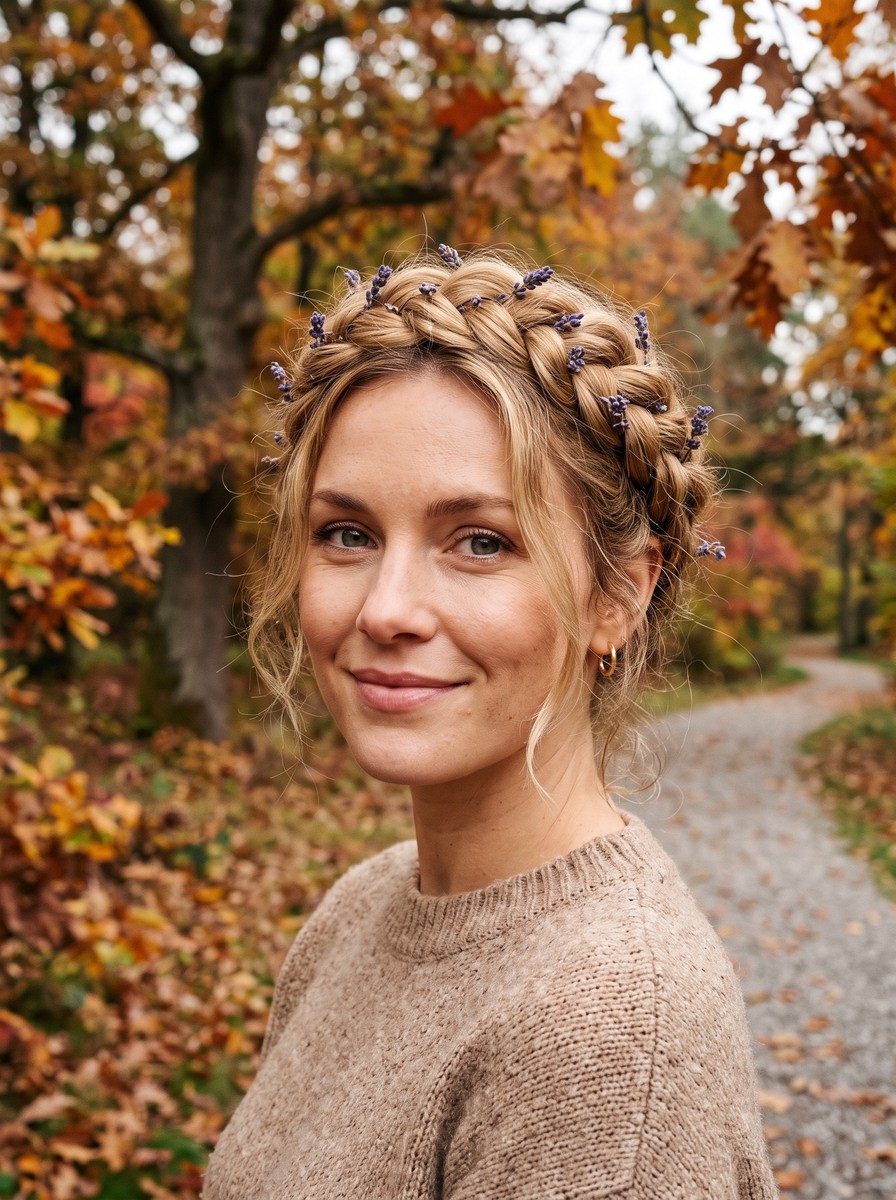 Lavender-Laced Crown Braid