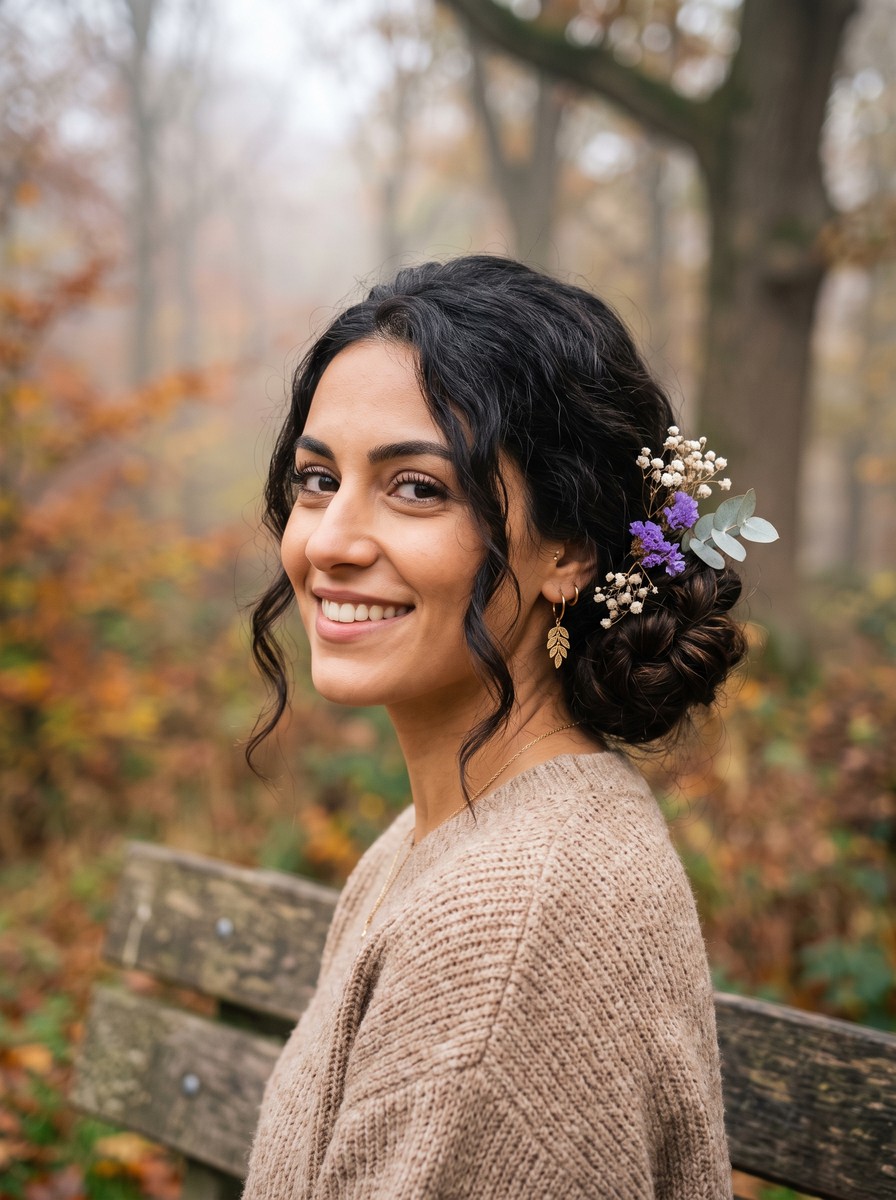 Forager's Low Bun with Dried Florals