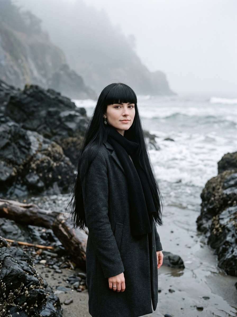 Heavy Blunt Bangs with Long One-Length Hair
