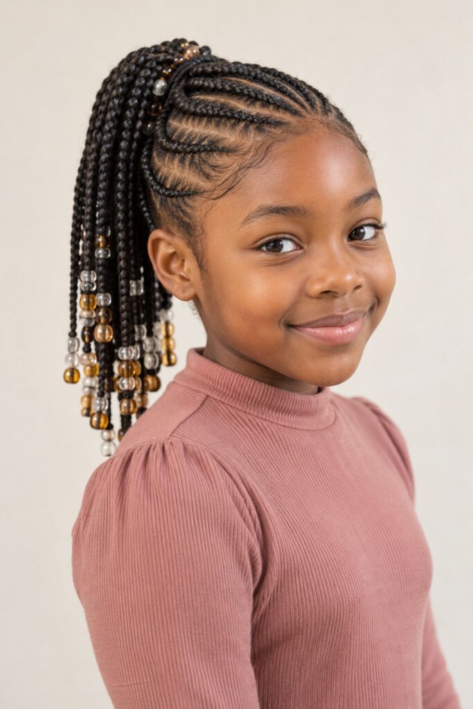 Beaded Cornrow Ponytail