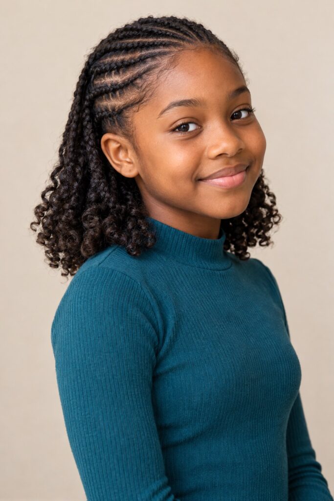 Cornrows with Curly Ends