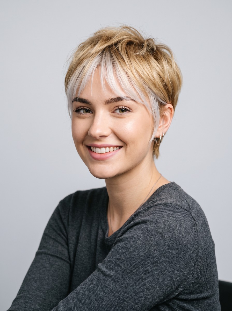 Icy Face-Frame Pixie on a Golden Blonde Base