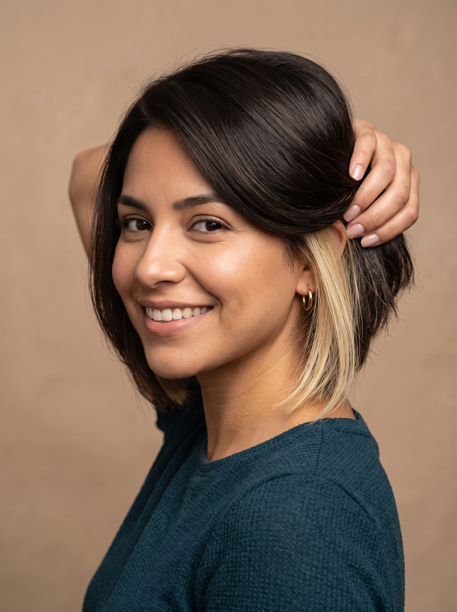 Nape-Up Peekaboo Balayage Bob