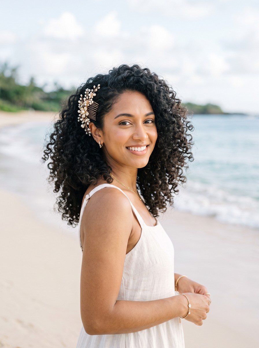Defined Wash-and-Go with a Side Comb