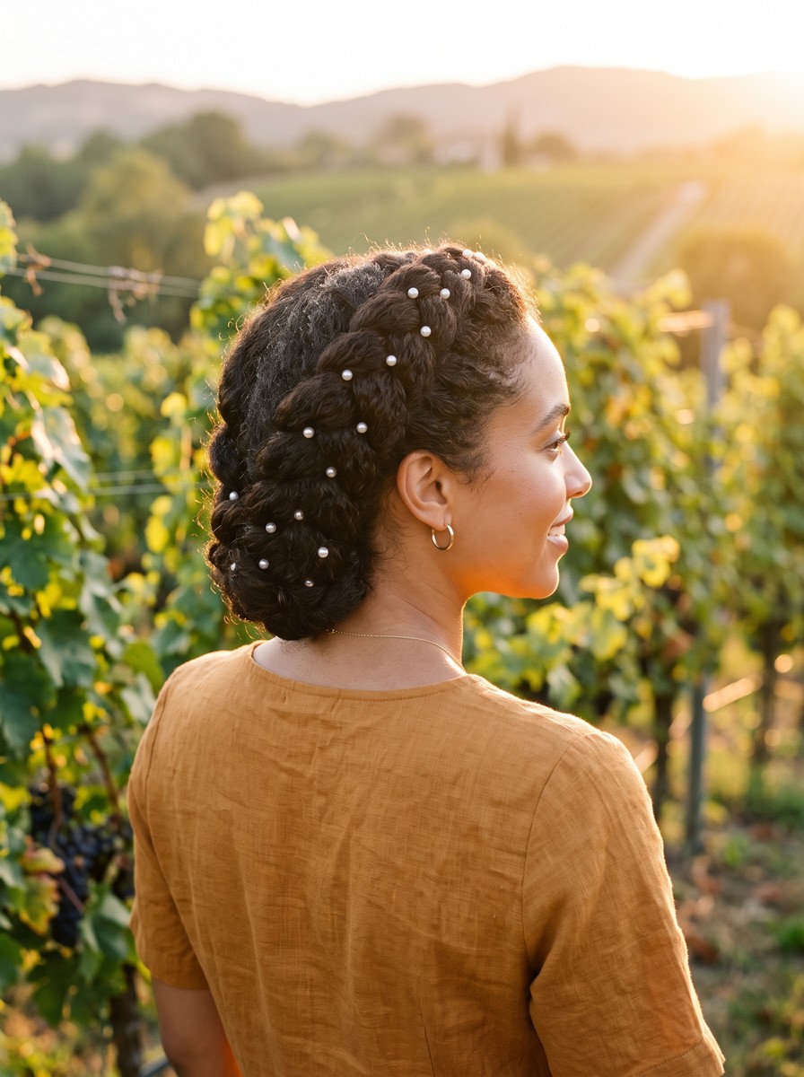 Faux French-Braid Updo with Braiding Hair