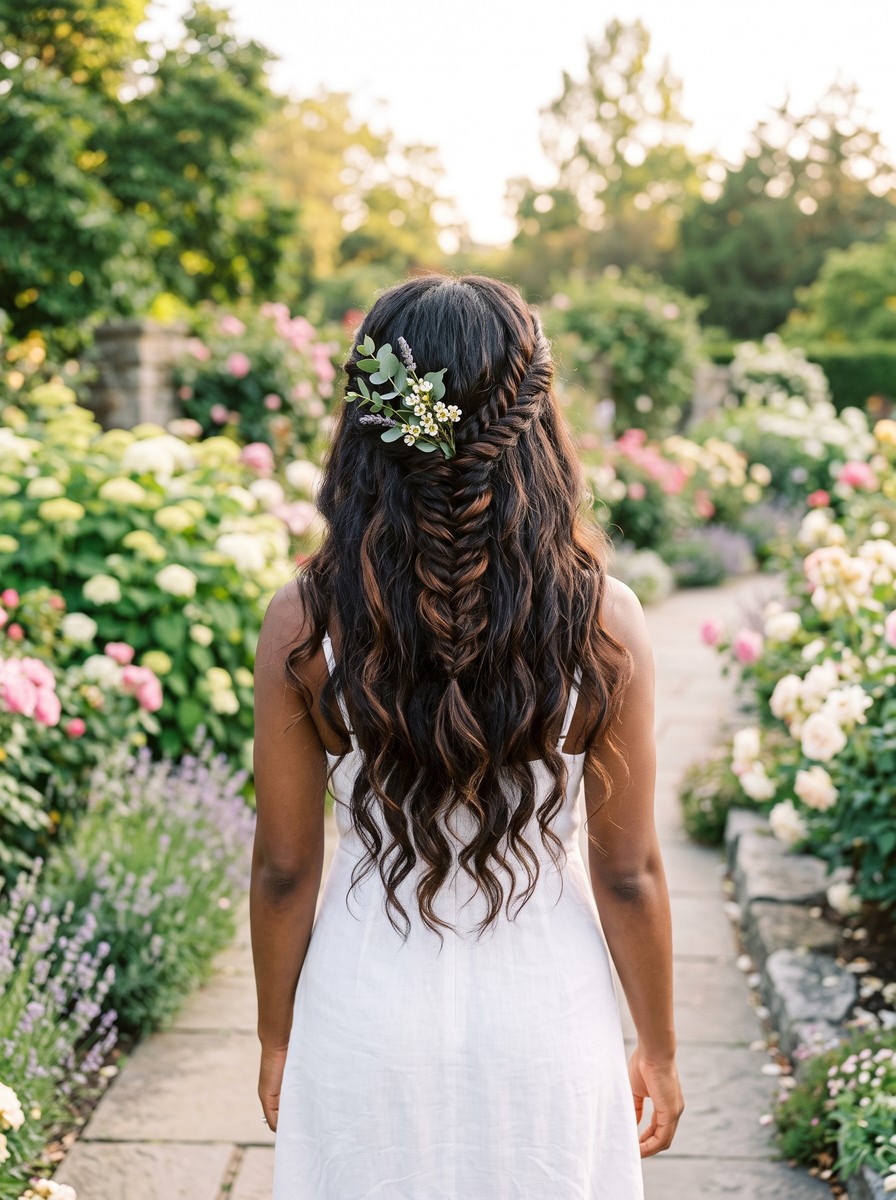 Half-Up Waves with a Fishtail Braid