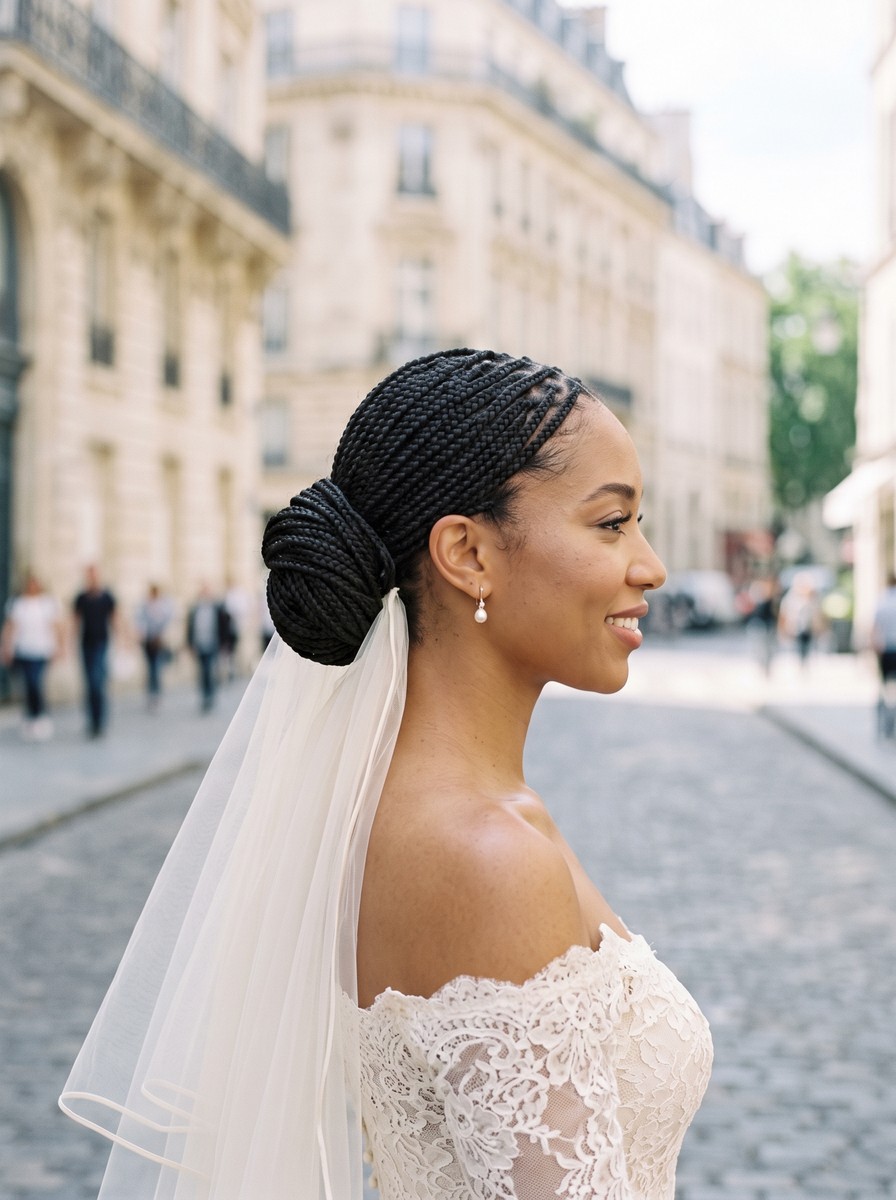 Knotless Braids in a Low Chignon
