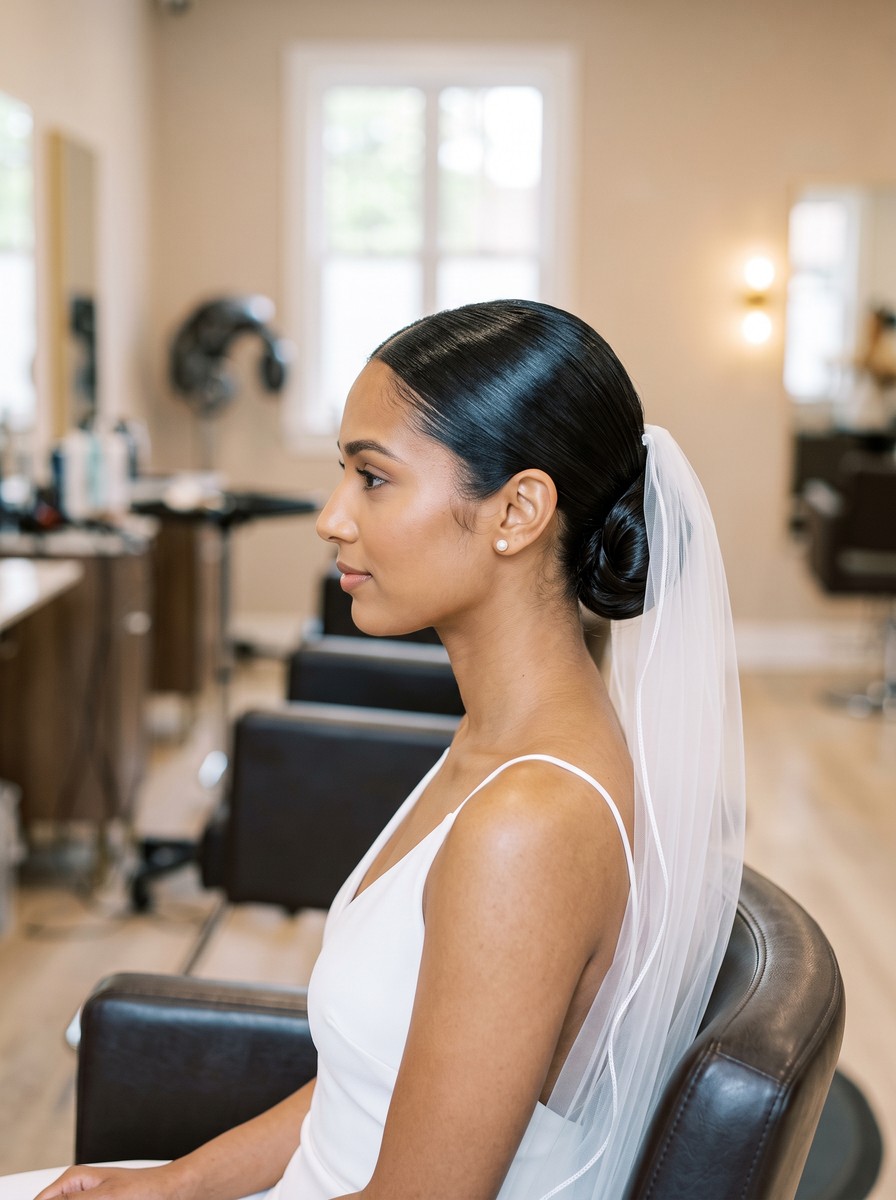 Sleek Silk-Press Low Chignon