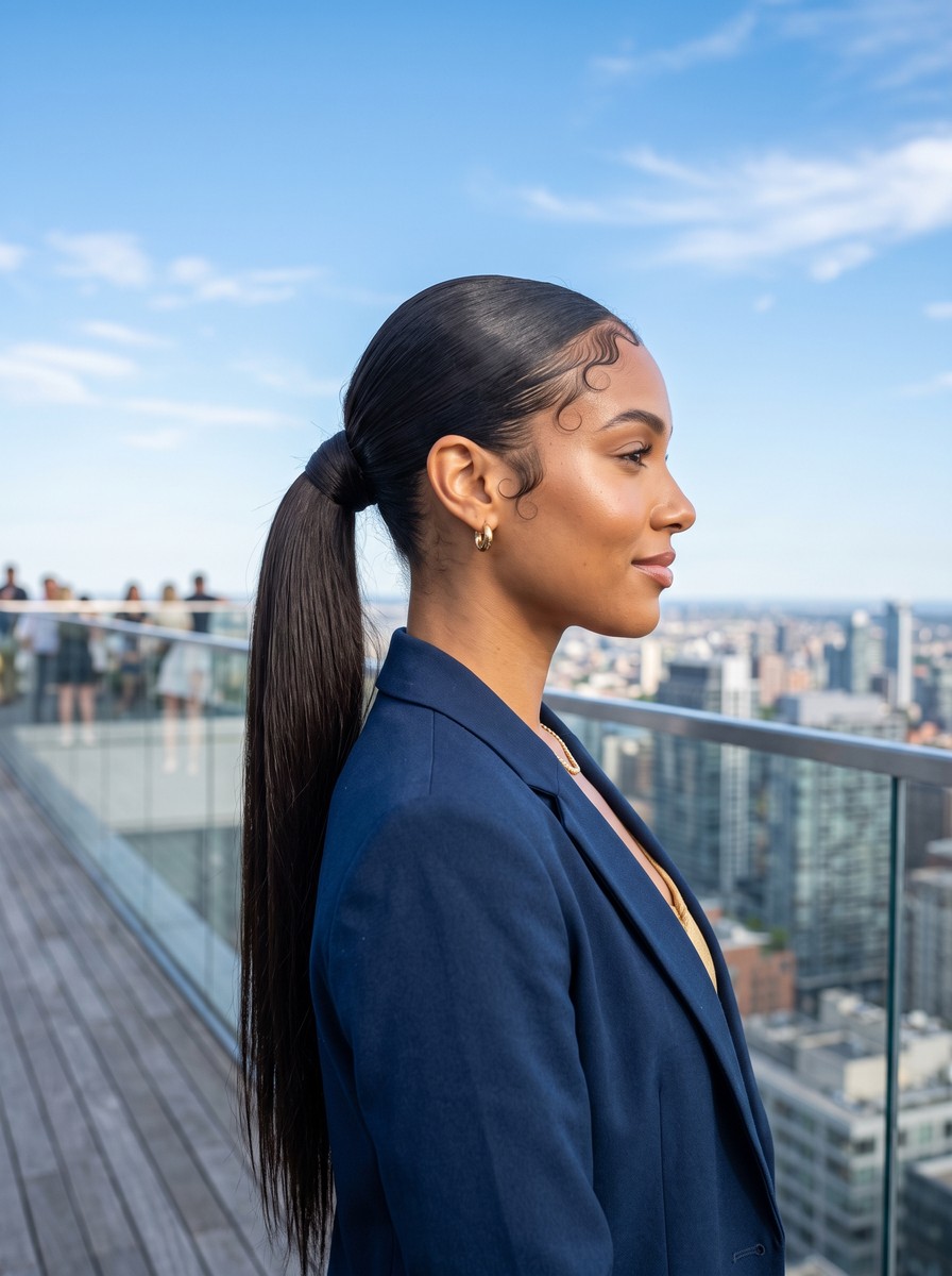 Sleek Extension Ponytail with a Wrapped Base