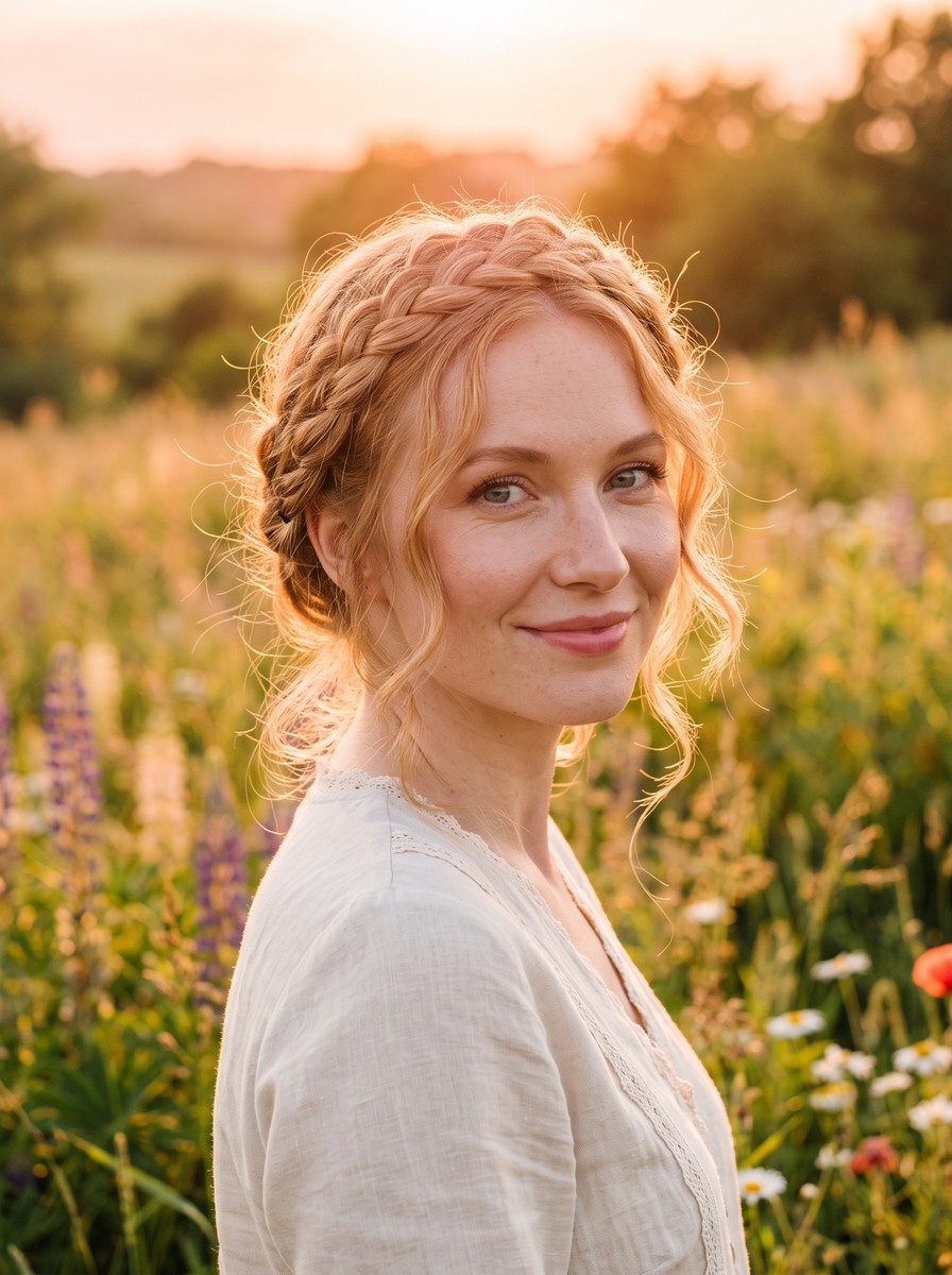 Pinned Milkmaid Braids