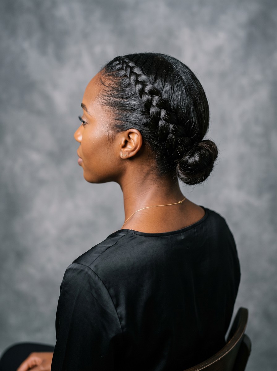 Dutch Braid Into a Low Bun
