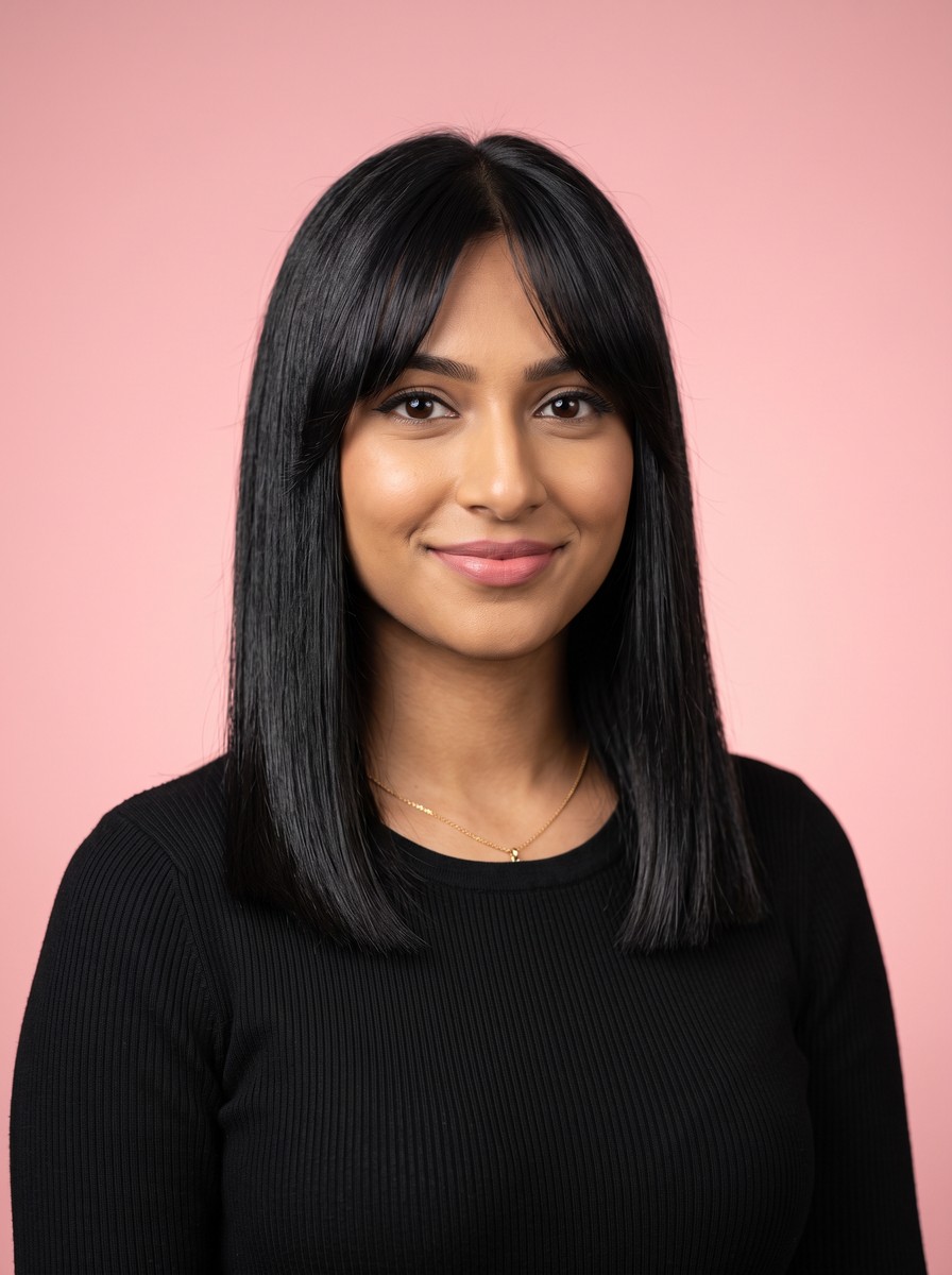 The Almost-Butterfly: Blunt Cut with Curtain Bangs