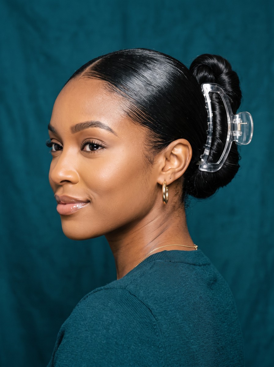 Wet-Look Slicked-Back Twist