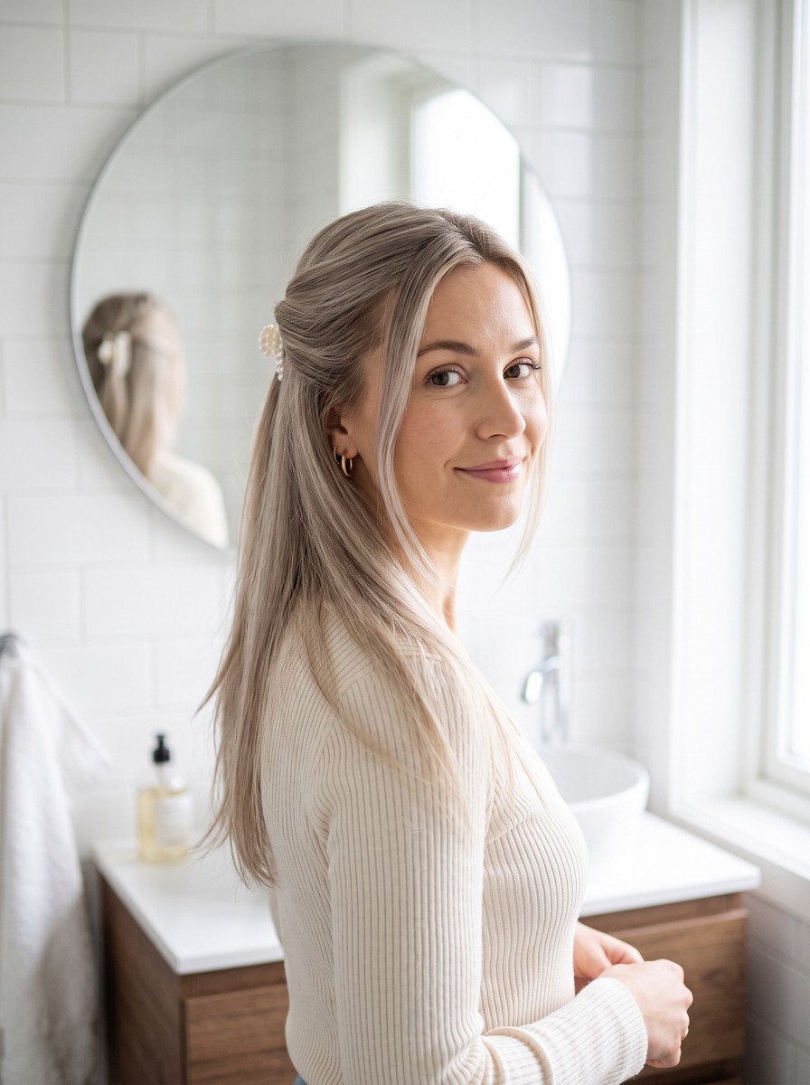 Fine-Hair Half-Up With a Small Clip