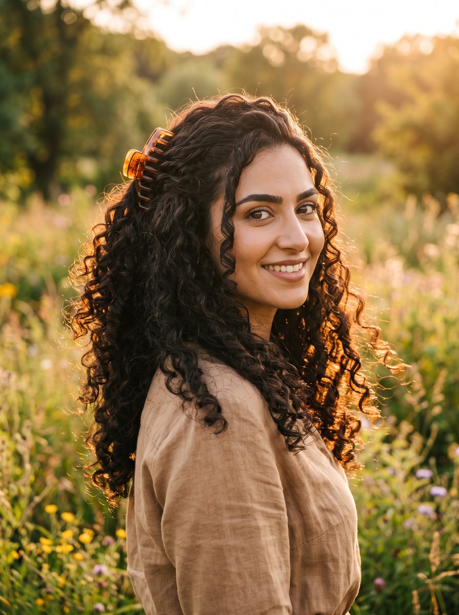 Curly Half-Up Twist