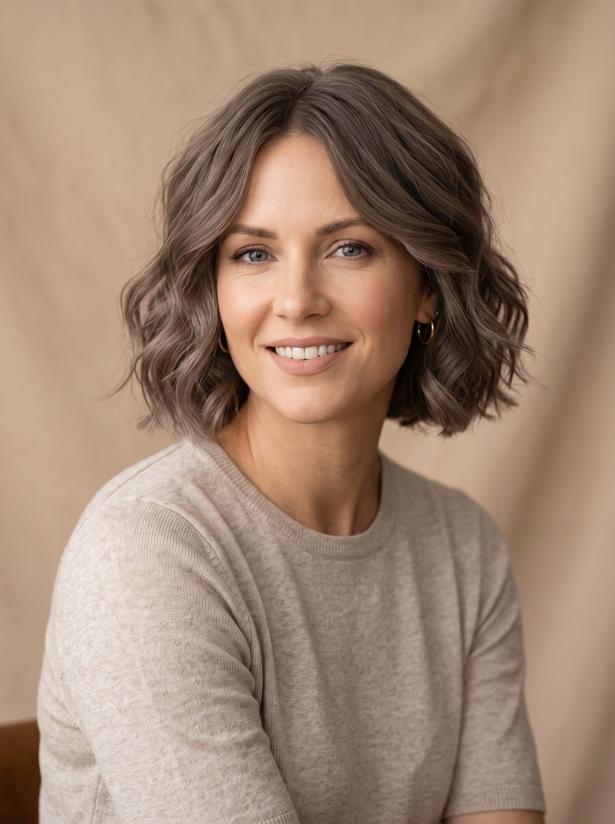 2B Chin-Length Butterfly Bob With Swept Waves