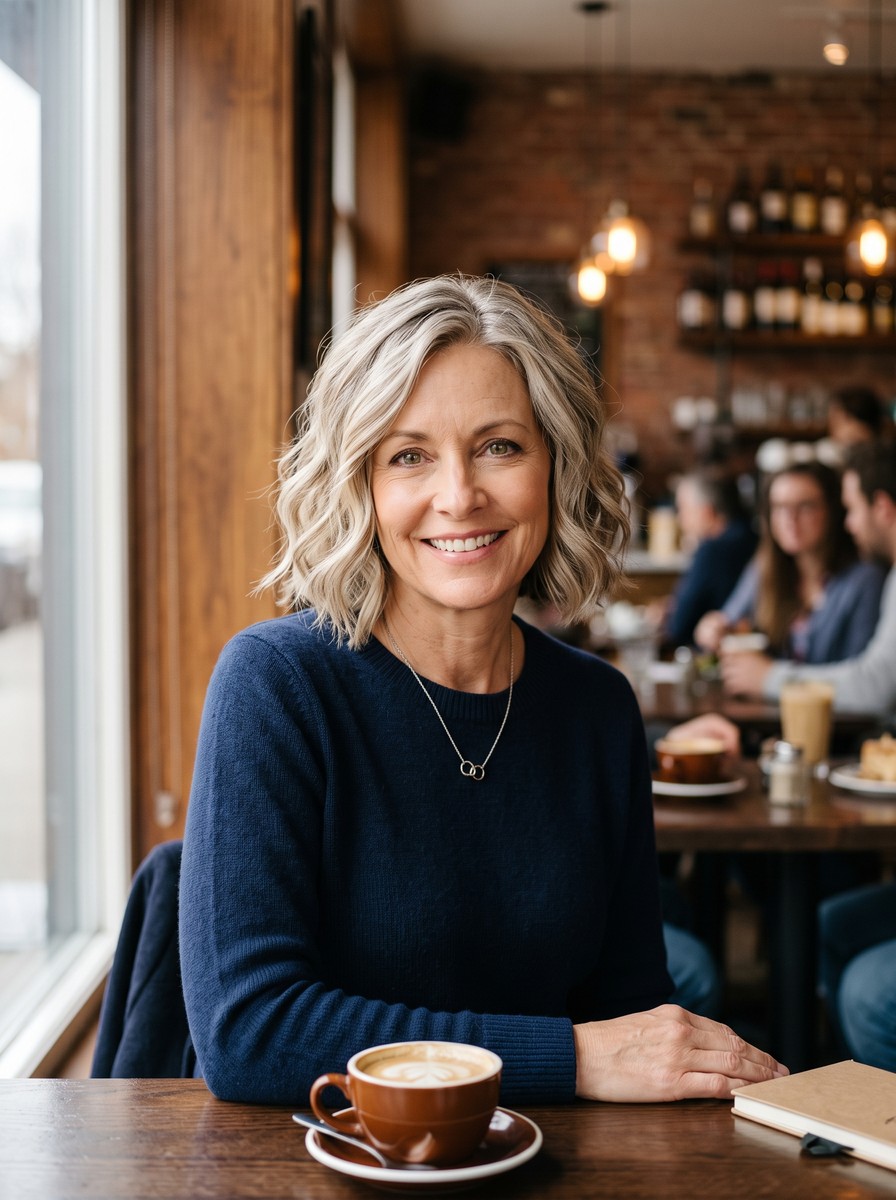 Chin-Length Wavy Bob with a Soft Crown