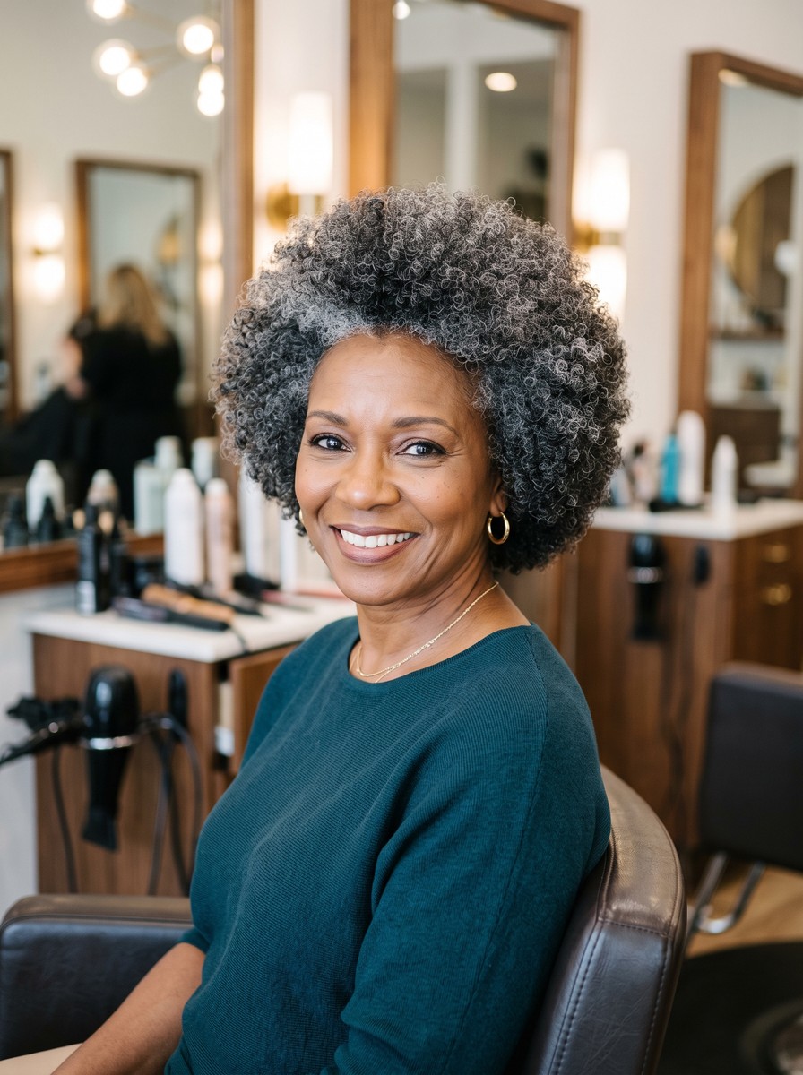 Rounded Coily Afro with a Sculpted Outline