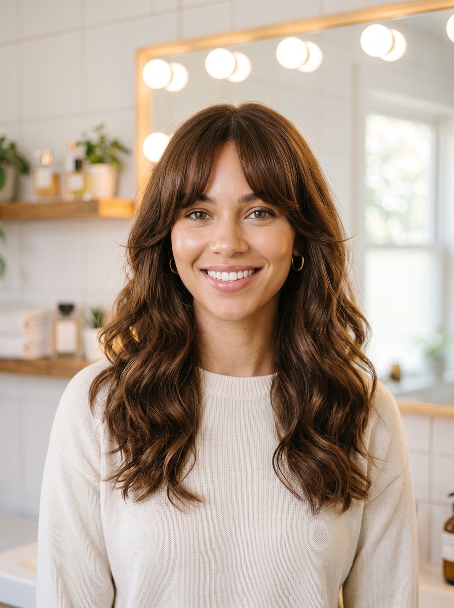 Cowlick-Friendly Weighted Curtain Bangs