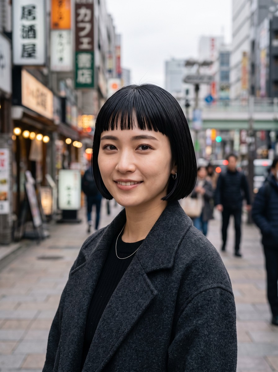 Lip-Length French Bob with Micro Fringe