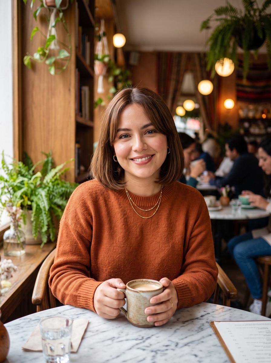 Curtain-Fringe French Bob for Round Faces