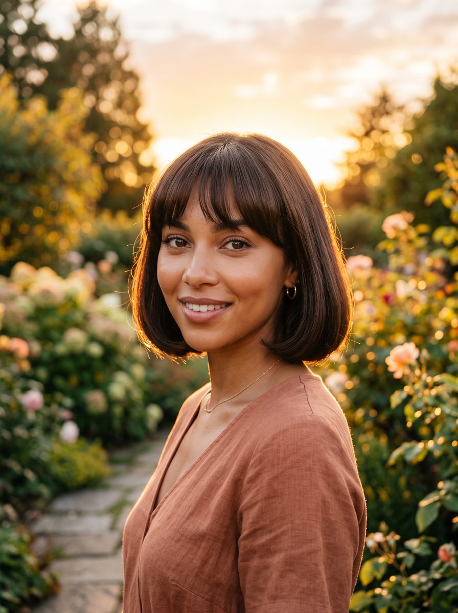 Chin-Weighted French Bob for Heart-Shaped Faces