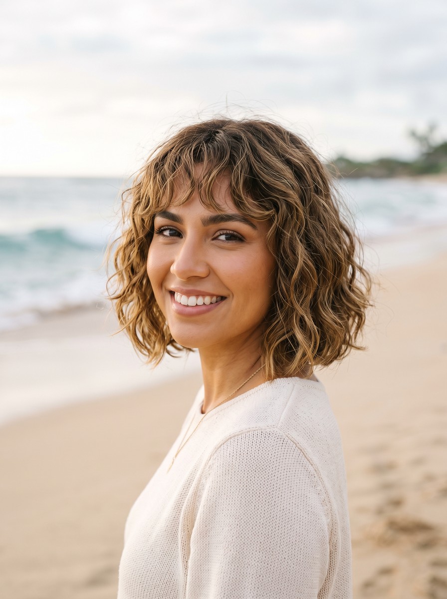 Air-Dried Wavy French Bob