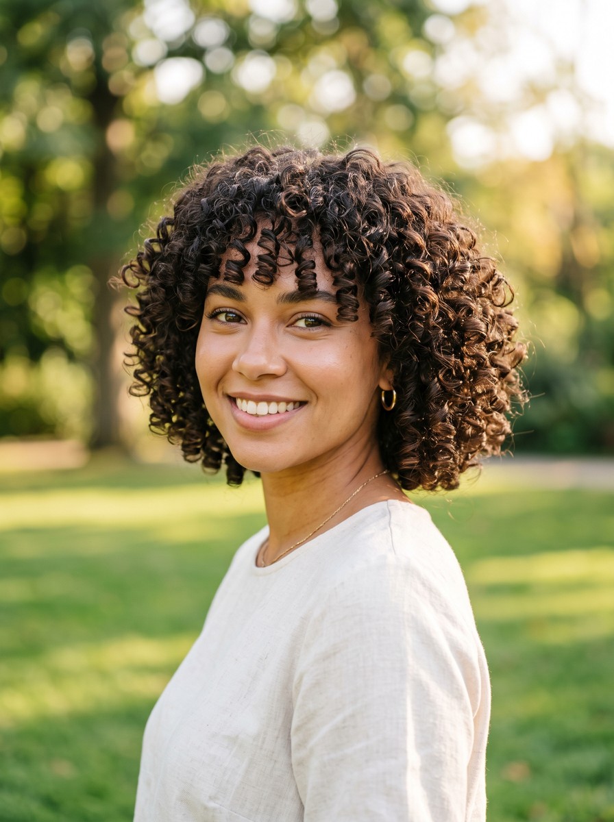 Curl-by-Curl French Bob with Ringlet Fringe