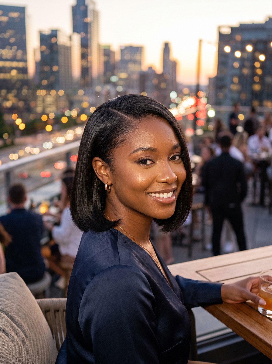 Fringe-Free Tucked French Bob