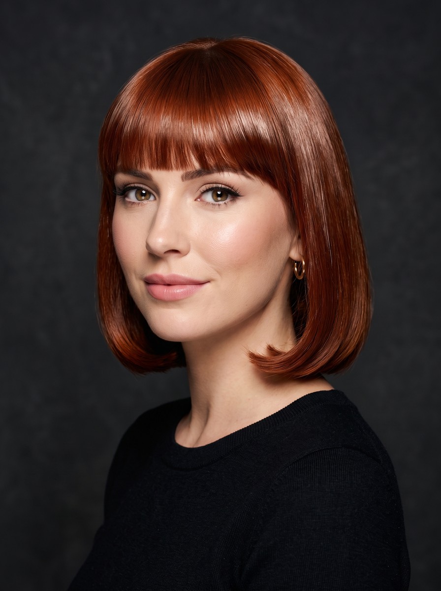 Glossy Tension-Blow-Dried French Bob