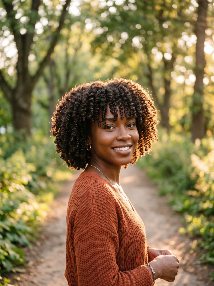Rounded Coily French Bob