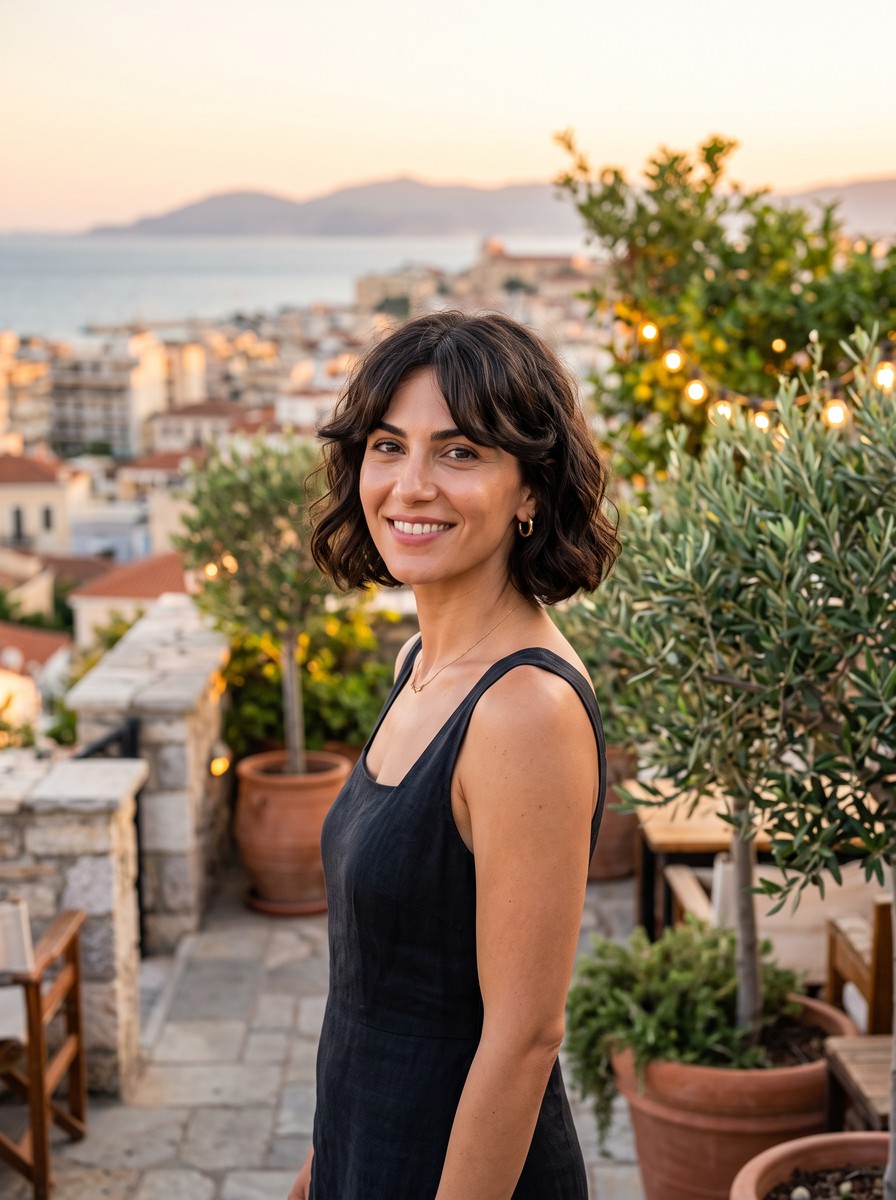 Wavy French Bob With a Curtain-Split Fringe