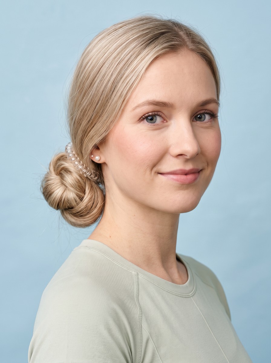 Spiral-Tie Low Knot for Fine Hair